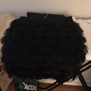 BCBGMaxAzria Black Textured A-Line Skirt